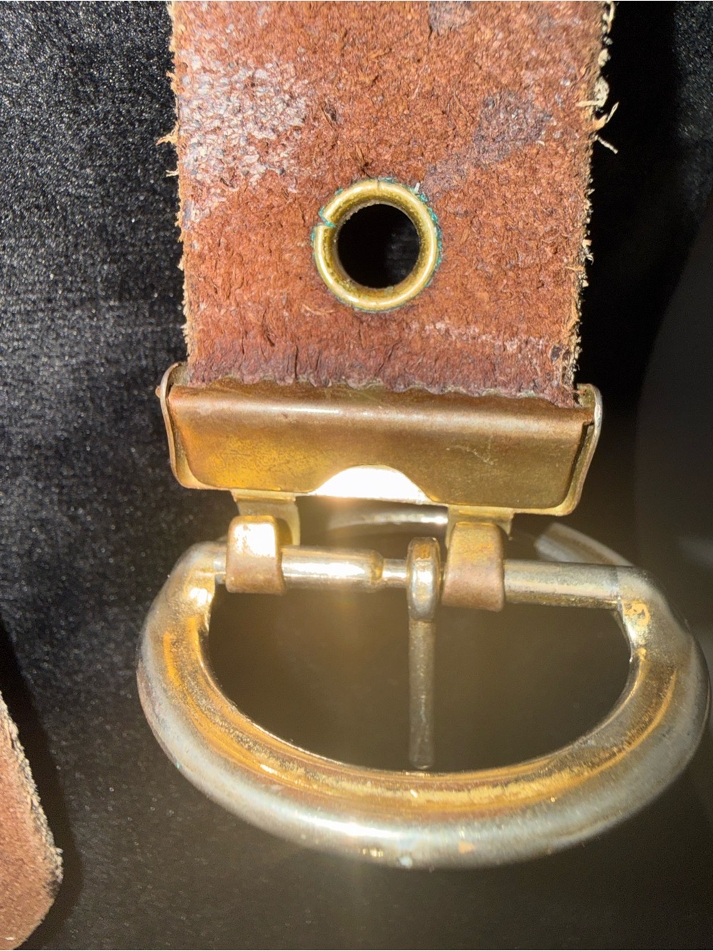 Vintage Brown Leather Double Grommet Wrap Belt | Silver Round Buckle | Boho - Picture 6 of 6